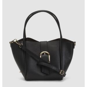 Gabarra Milano Black Leather Four Corner Flap Over Bag With Buckle